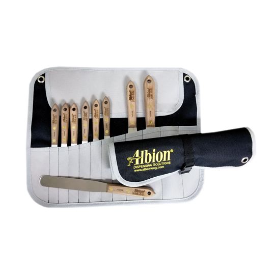Albion Dispensing Solutions 9-Piece Classic Series Spatula Set with Nylon Tool Wrap