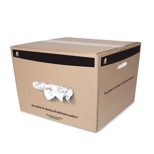 Paint Sundries Solutions Buffalo Industries #10524 Recycled White T-Shirts Cloth Rags - 25 Lb. Box