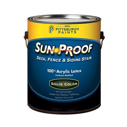PPG Industries (77-113) Sun-Proof Deck, Fence & Siding Stain 100% Acrylic Latex Solid Color Stain with Ultra Deep Base - 1 Gallon Can