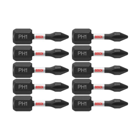 Bosch 1" Impact Tough Phillips #1 Insert Bits - Package of 10