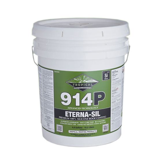 Tropical Roofing Products 914 High Solids 100% Silicone Roof Coating - 5 Gallon Pail — Adhesives, Caulks & Sealants — TRO914WHT5G
