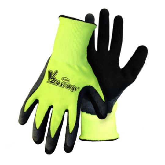Boss Manufacturing V2 Flexi-grip High-Vis Polyester Knit Latex Palm Gloves - Size Large