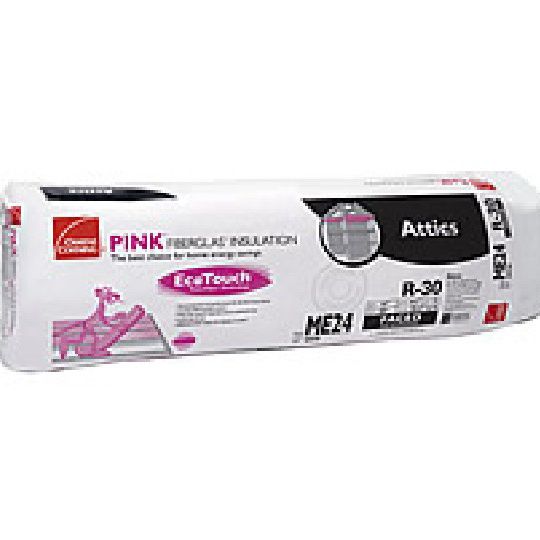 Owens Corning 9-1/2" x 16" x 48" R-30 C84A EcoTouch Pink Fiberglas Unfaced Batt Insulation with PureFiber Technology - 53.33 Sq. Ft. Bag