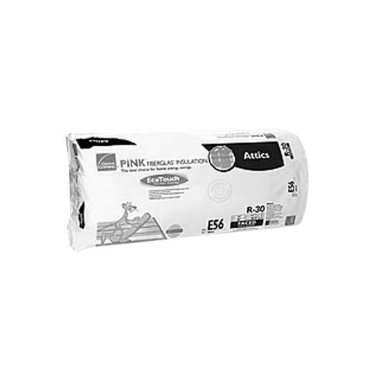 Owens Corning 9-1/2" x 24" x 48" R-30 E56 EcoTouch Pink Fiberglas Kraft Faced Batt Insulation with PureFiber Technology - 88 Sq. Ft. Bag