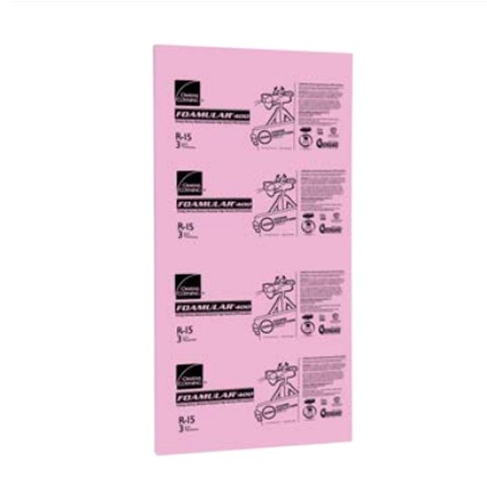 Owens Corning 4" x 4' x 8' Foamular 400 Square Edge (Se) Extruded Polystyrene (XPS) Rigid Foam Insulation