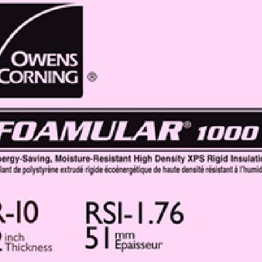 Owens Corning 2" x 4' x 8' Foamular 1000 Square Edge (Se) Extruded Polystyrene (XPS) Rigid Foam Insulation