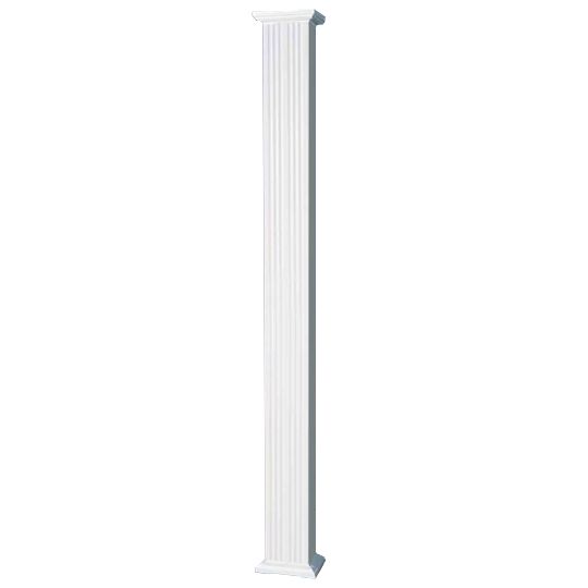 AFCO Industries 8" x 9' Square Fluted Column with Capital & Base — AFISFCWH0809CB