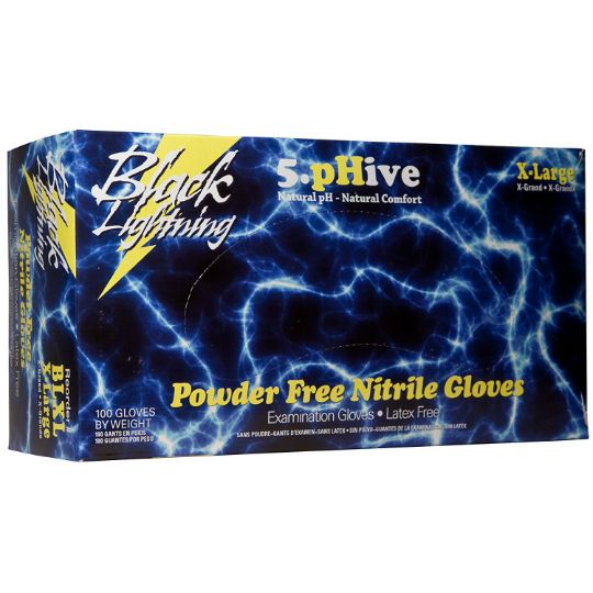 Allcon Products X-Large Black Lightning Nitrile Gloves - Box of 100