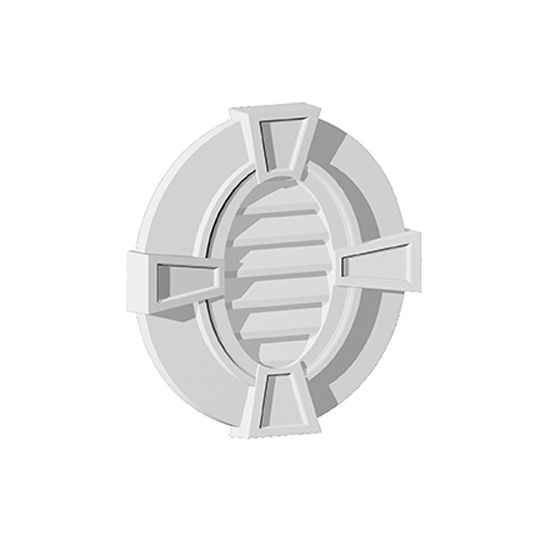 Fypon Molded Millwork 20" x 29" Decorative Vertical Oval Louver with Flat Trim & Keystones