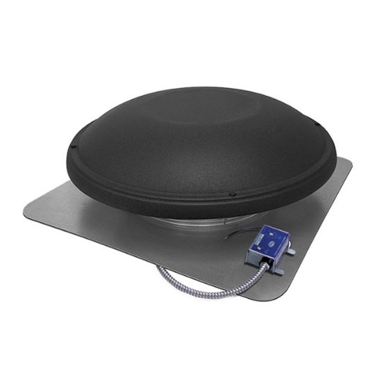 GAF MasterFlow Roof-Mounted Power Attic Vent with Humidistat/Thermostat - 1,500 Cfm — Ventilation and Drainage — GAFERV6HTBL