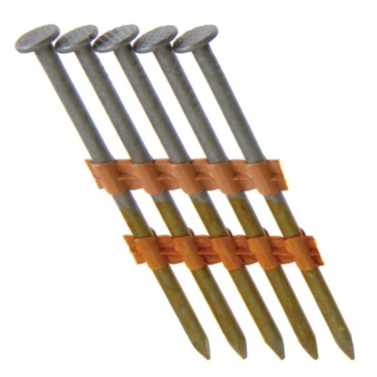 Grip-Rite 2-3/8" x .113" Smooth Shank Bright Coated 21° Plastic Strip Round Head Nails - Box of 5,000