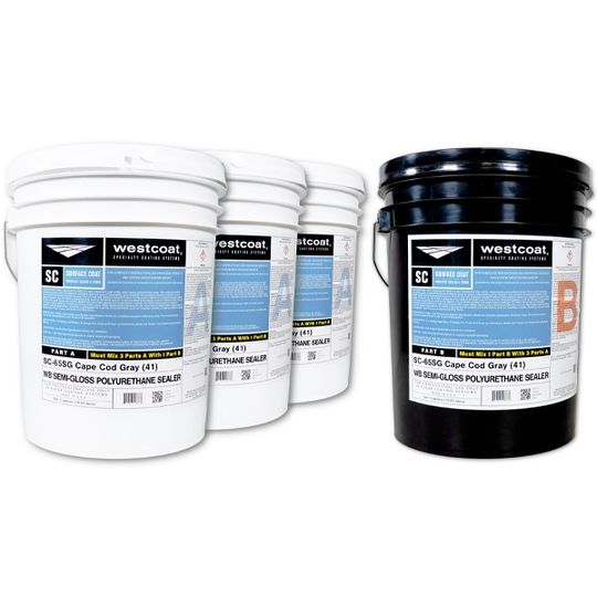 Westcoat SC-65SG Water-Based Pigmented Semi-Gloss Polyurethane Sealer - 3:1 Formula - 20 Gallon Kit