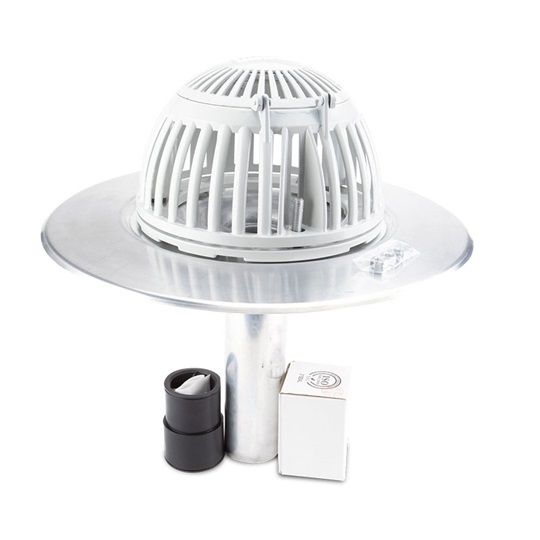 Platinum Technologies 2 3/4" Aluminum Drain Recessed Deck with Clamping Ring and Dome