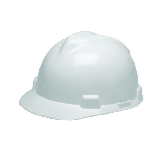 MSA Safety V-Gard Ratchet Slotted Hard Hat with Fas-Trac Iii Suspension — ORG5082847
