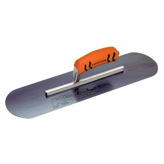 Kraft Tool 4-1/2" x 16" Blue Steel Pool Trowel with ProForm Handle / Short Shank
