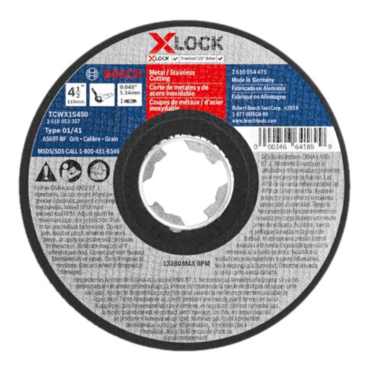 Bosch 5" x .045" X-lock Arbor Type 1A (Iso 41) 60 Grit Fast Metal/Stainless Cutting Abrasive Weel