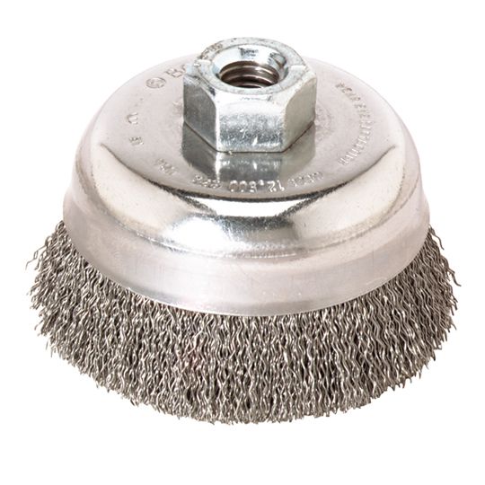 Bosch 24 Gauge x 3" Dia. x 5/8"-11 Arbor Carbon Steel Knotted Wire Single Row Cup Brush