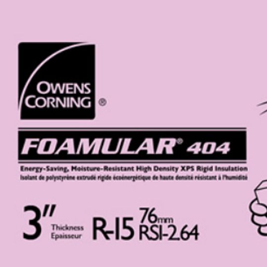 Owens Corning 3" x 2' x 8' Foamular 404 Extruded Polystyrene (XPS) Rigid Foam Insulation