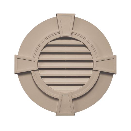 Mid-America Designer Series Round Gable Vent with Keystones — MABGVRD30069