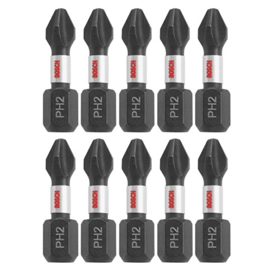 Bosch 1" Impact Tough Phillips #2 Insert Bits - Package of 10