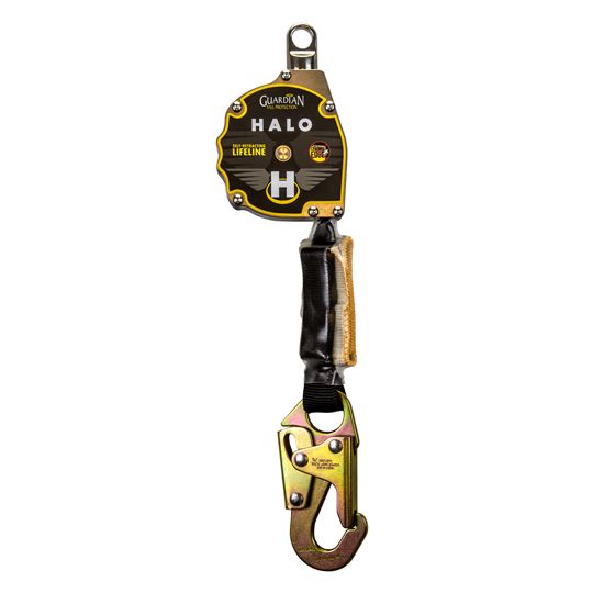 Guardian Fall Protection 11' Halo Series Web Self-Retracting Lifeline (Srl) with Steel Snap Hook