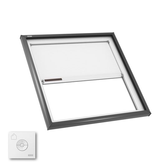 Velux Fixed Curb Mount Skylight with Solar Room Darkening Shade — VELFCM46460504