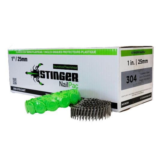 National Nail 1" Stinger Stainless Steel (304) Cap Nail NailPac - Carton of 2,000