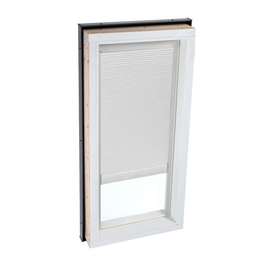 Velux Fixed Curb-Mounted Skylight with Aluminum Cladding, Laminated Low-E3 Glass & White Solar Blackout Blind