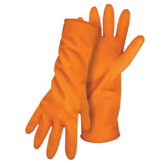 Boss Manufacturing 12" Flock Lined Latex Diamond Grip Rolled Cuff Gloves - Size Large