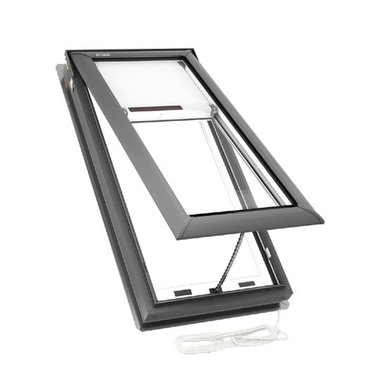 Velux Vse C06 Deck-Mounted Electric Venting "Fresh Air" Skylight, Solar-Powered Darkening Shade, Standard Laminated Safety Glass
