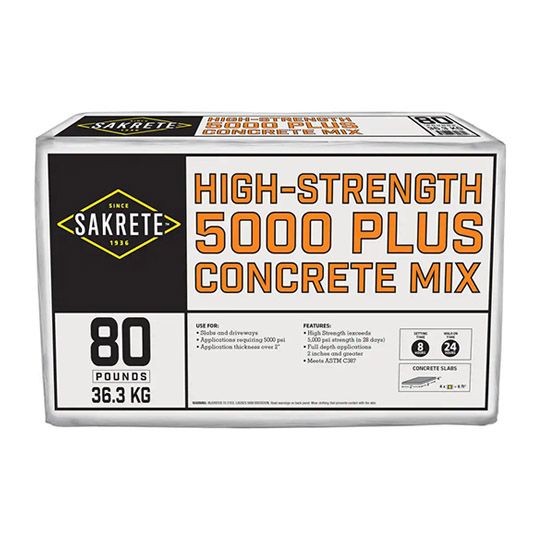 Sakrete 5000 Plus High Strength Concrete Mix - 80 Lb. Bag