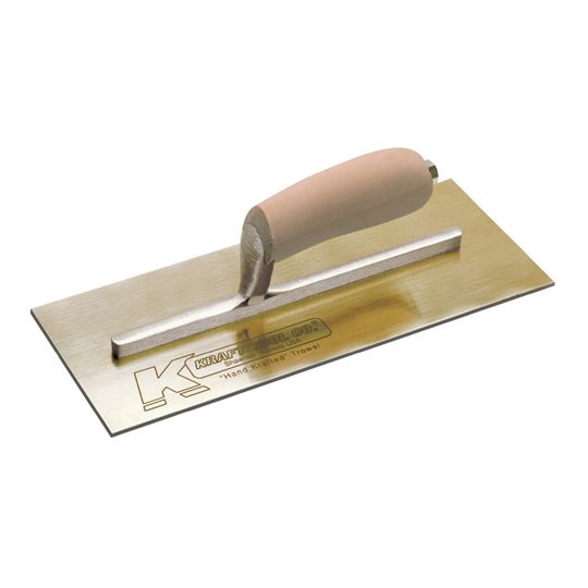 Kraft Tool 5" x 12" Golden Stainless Steel Finish Trowel with Camel Back Wood Handle