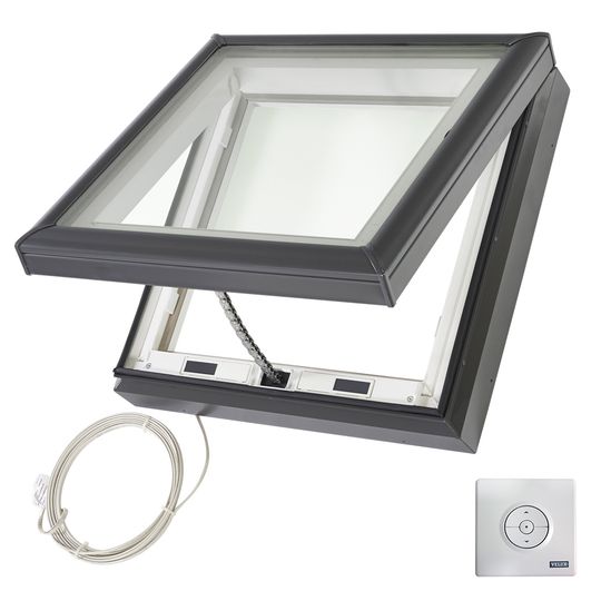 Velux Electric "Fresh Air" Curb-Mounted Skylight with Aluminum Cladding & Laminated Low-E3 Glass — VELVCE22222004