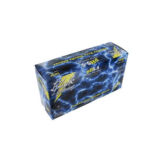 Allcon Products Large Black Lightning Nitrile Gloves - Box of 100