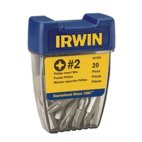 Irwin Tools #2 x 1/4" Dia. Phillips Head Insert Bits - Pack of 20