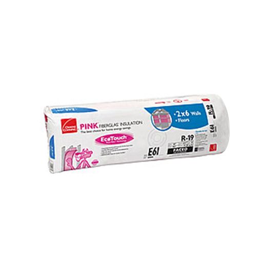 Owens Corning 6-1/4" x 15" x 93" R-19 E61 EcoTouch Pink Fiberglas Kraft Faced Batt Insulation with PureFiber Technology - 77.50 Sq. Ft. Bag