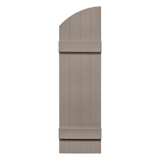 TRI-BUILT Standard Board-N-Batten 4-Board Joined Shutters with Arch Top (Pair) — TRI331469002