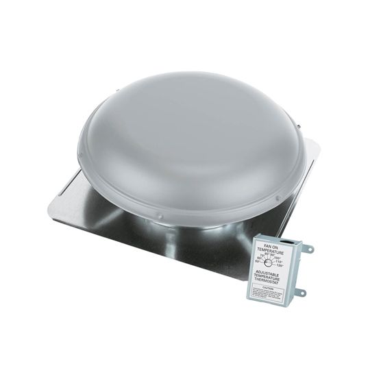 Air Vent Power Attic Ventilator Roof-Mount Metal with Thermostat Power Cool - 1320 Cfm — Ventilation and Drainage — AIRRV28GR