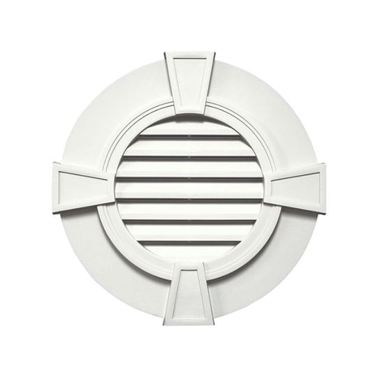 Mid-America Designer Series Round Gable Vent with Keystones — MABGVRDKE30123