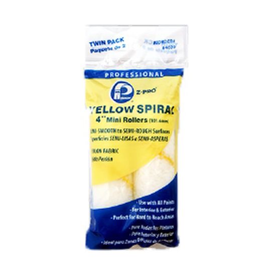 Premier Paint Roller 4" Yellow-Spiral Mini-Roller - 2 per Pack