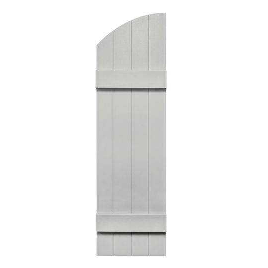 TRI-BUILT Standard Board-N-Batten 4-Board Joined Shutters with Arch Top (Pair) — TRI331453030