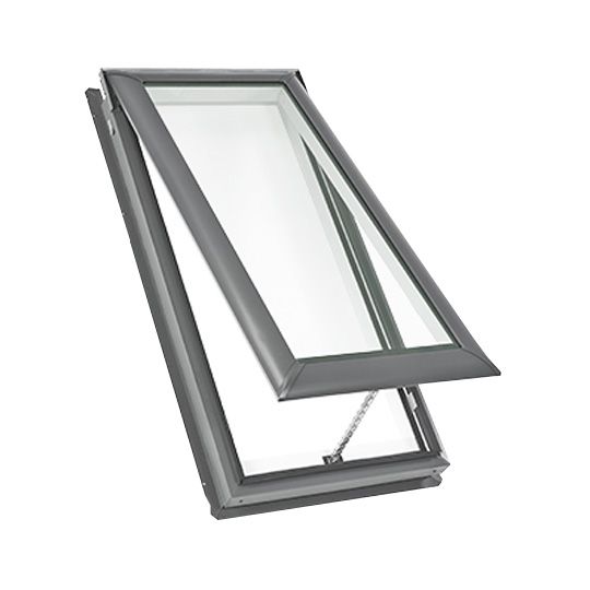 Velux Manual "Fresh Air" Deck-Mounted Skylight with Aluminum Cladding, Tempered Low-E3 Glass & Tan Solar Blackout Blind