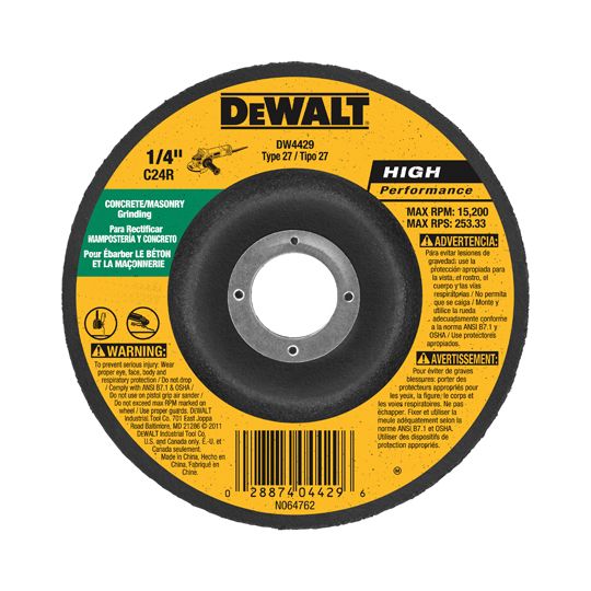 DeWalt 4-1/2" x 1/4" x 5/8" Type 27 Masonry Grinding Wheel