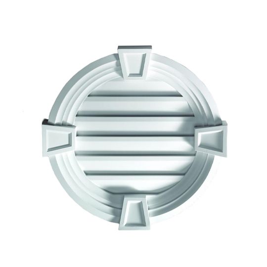 Fypon Molded Millwork 24" Functional Round Louver with Decorative Trim & Keystones