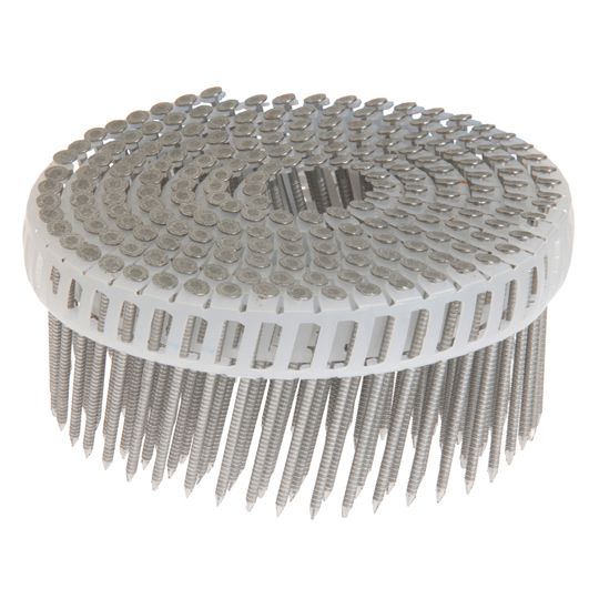 Grip-Rite 2-1/4" x .092" Ring Shank Hot-Dipped Galvanized 15° Plastic Sheet Coil Nails - Box of 4,800