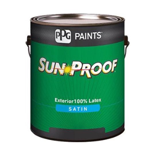 PPG Industries (76-110) Sun-Proof Exterior House and Trim Satin Latex 100% Acrylic with White and Pastel Base - 1 Gallon Can