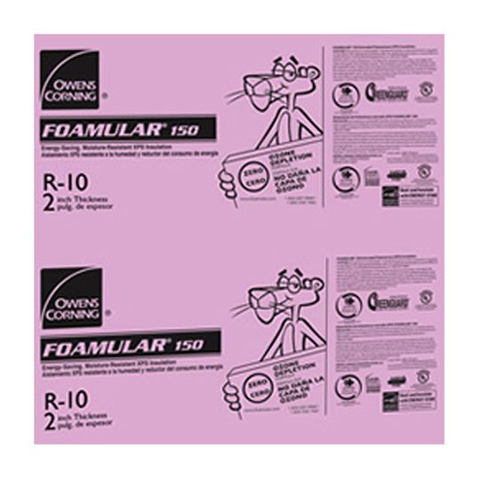 Owens Corning 1-1/2" x 4' x 8' Foamular 150 Square Edge (Se) Extruded Polystyrene (XPS) Rigid Foam Insulation