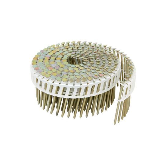 Hitachi 2-1/4" x .092 Smooth Shank Hot-Dipped Galvanized 15° Round Head Plastic Sheet Fiber Cement Coil Nails - Carton of 4,800