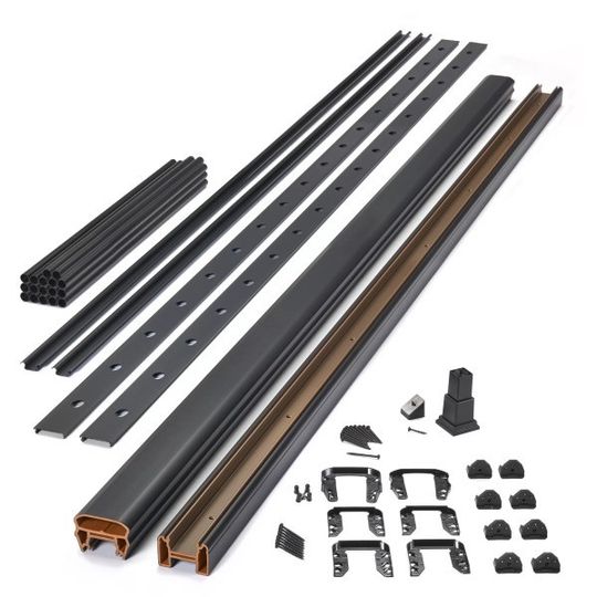 Trex 8' x 36" Transcend Stair Rail & Baluster Kit with Round Aluminum Balusters — TRXTSRKRB91536BK
