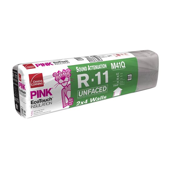Owens Corning 3-1/2" x 16" x 96" R-11 M41Q EcoTouch Pink Fiberglas Unfaced Batt Insulation with PureFiber Technology - 170.67 Sq. Ft. Bag